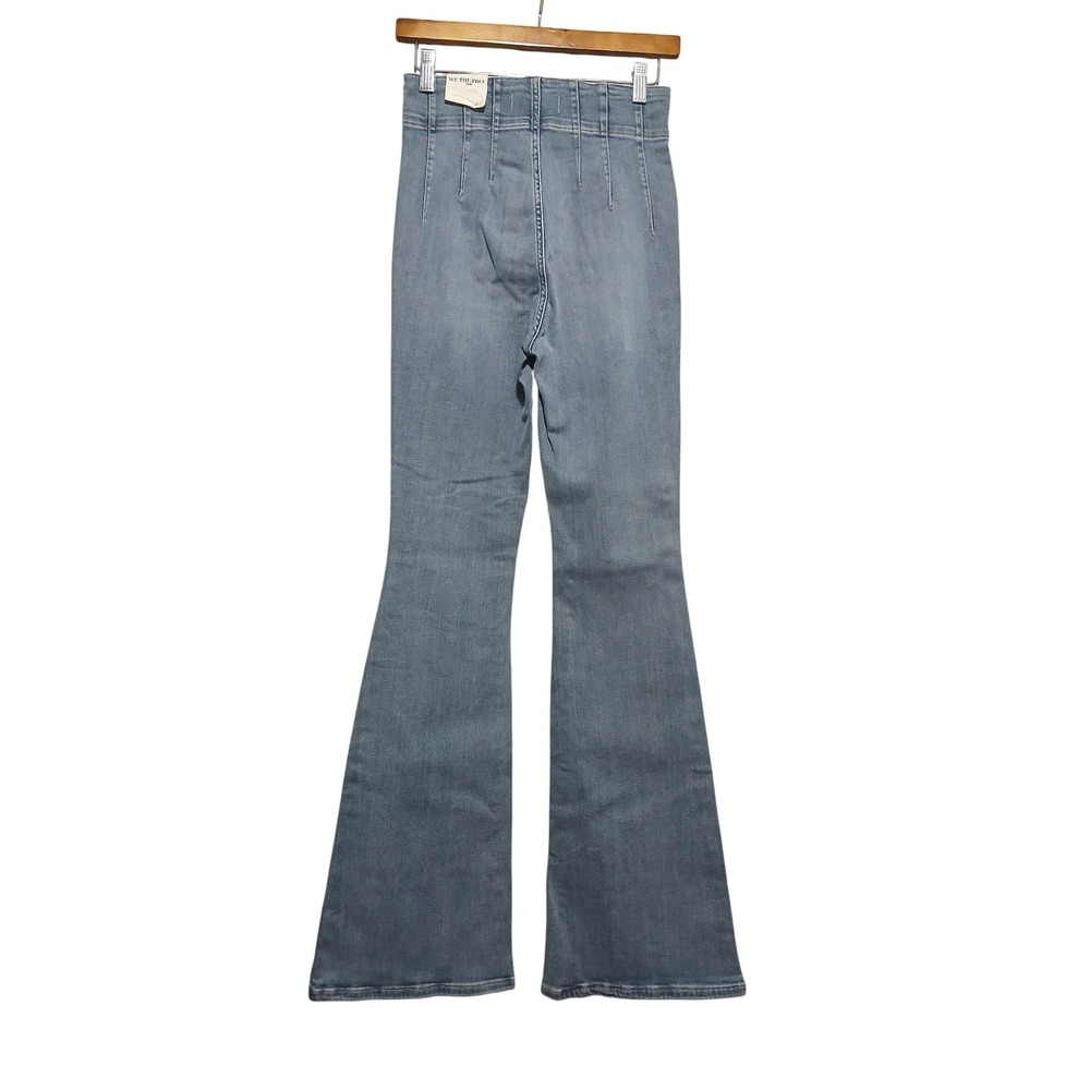 Free People We The Free Jayde High Rise Flare Leg Jeans Light Wash Blue 27 NEW‎ - Picture 5 of 13